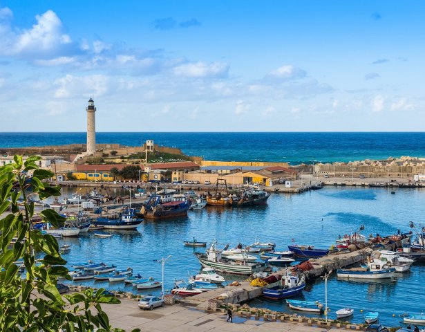 View of the bay and lighthouse