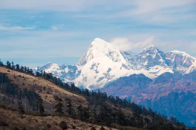 Mountains and snow-capped peaks