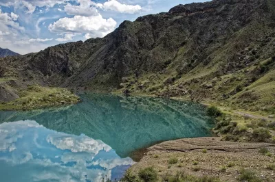 Mountains and water body in Kyrgyzstan