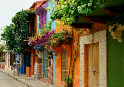 Brightly colored houses on the streets of Bogota