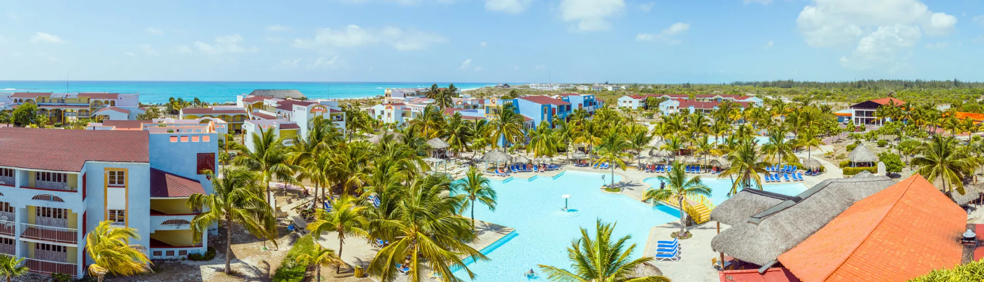 Panoramablick auf das Hotel, Cayo Largo, Kuba