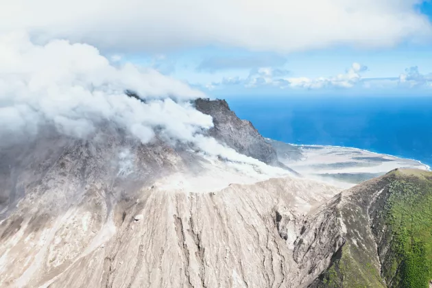 Aktiver Soufrière Hills Vulkan in Montserrat