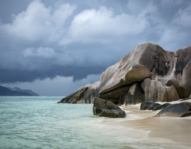 Sea and rocks in the Seychelles