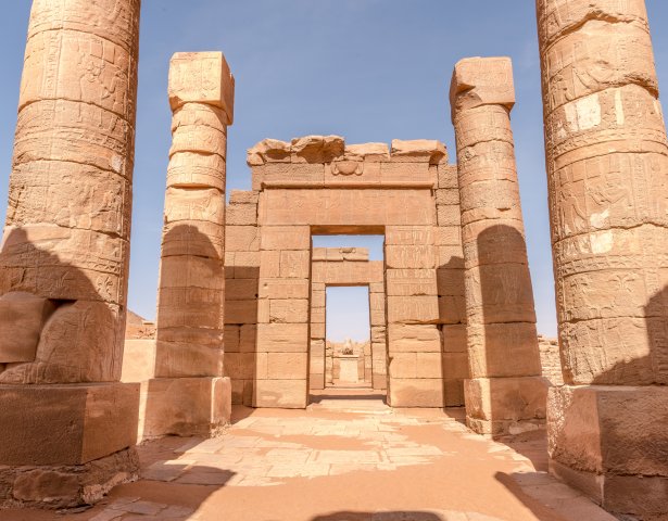 Amun-Tempel in Naga, nahe einer großen Biegung des Nil in der Sahara-Wüste, SudanAmun-Tempel in Naga, nahe einer großen Biegung des Nil in der Sahara-Wüste, Sudan
