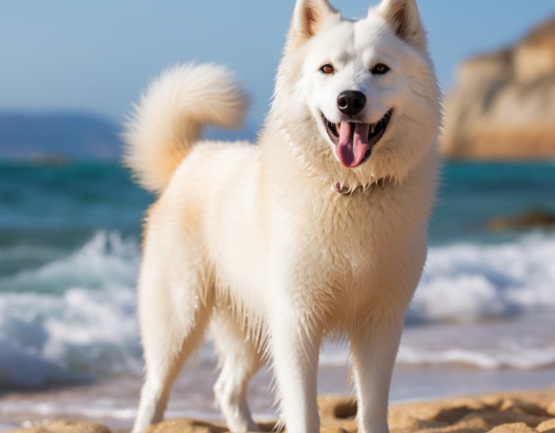 Koreanischer Jindo-Hund in typischer Pose