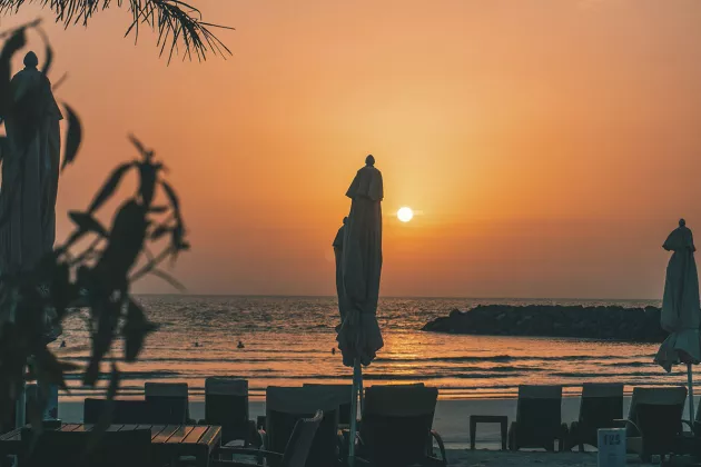 Sunset on the beach in Ajman