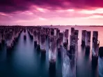 Sonnenuntergang im Hafen von Melbourne