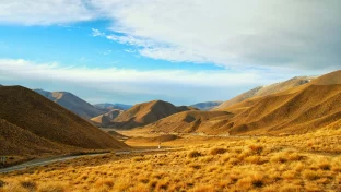 Lindis Pass Golden Hills, Neuseeland