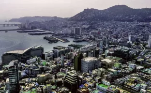 Panoramablick auf Häuser, Südkorea