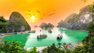 Halong-Bucht, Vietnam, Blick aus dem Fenster