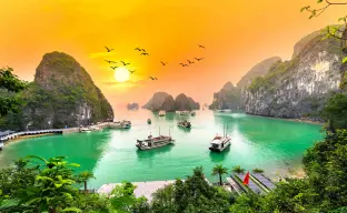 Halong-Bucht, Vietnam, Blick aus dem Fenster